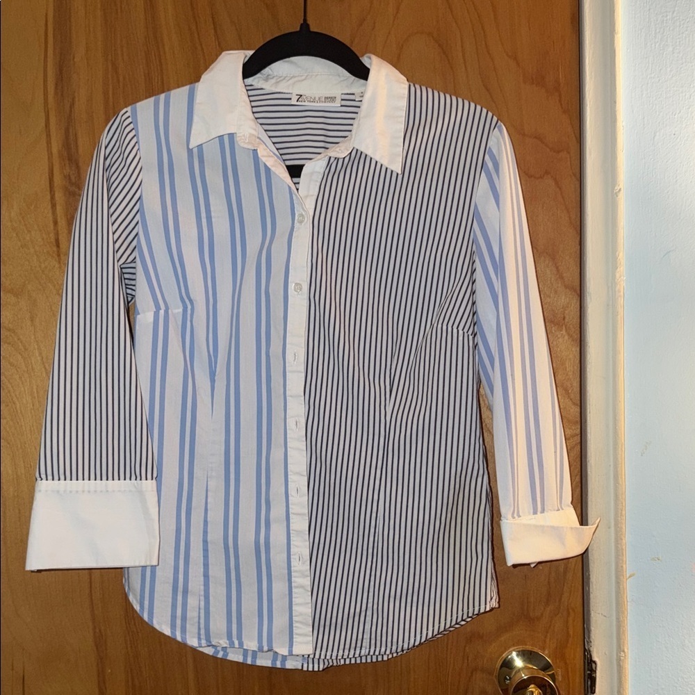 Zara Dual-Striped Blue and White Shirt